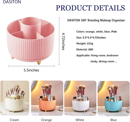 360° Rotating Makeup Organizer – Cosmetic Brush & Lipstick Holder